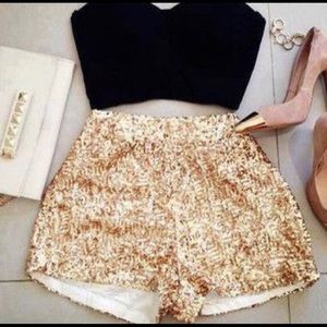 Gold sequin shorts